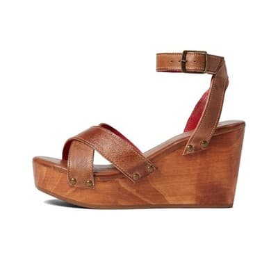 Bed Stu Grettell Platform Wedge Wooden Heel Sandals Tan Rustic -Size 8.5 M - Thumbnail 2