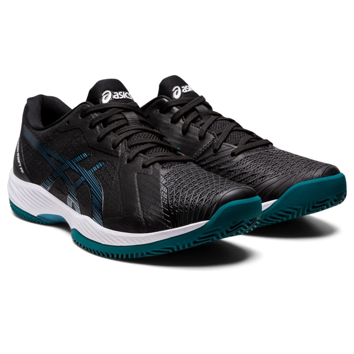 ASICS Men's Solution Swift FlyteFoam Tennis Shoes Black/Misty Pine Size 8 US - Image 1