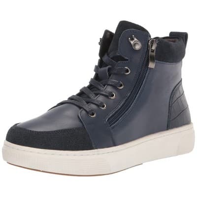 Propet Women's Kasia High-Top Side-Zip Sneaker Navy Leather - Size 9 M - Thumbnail 4