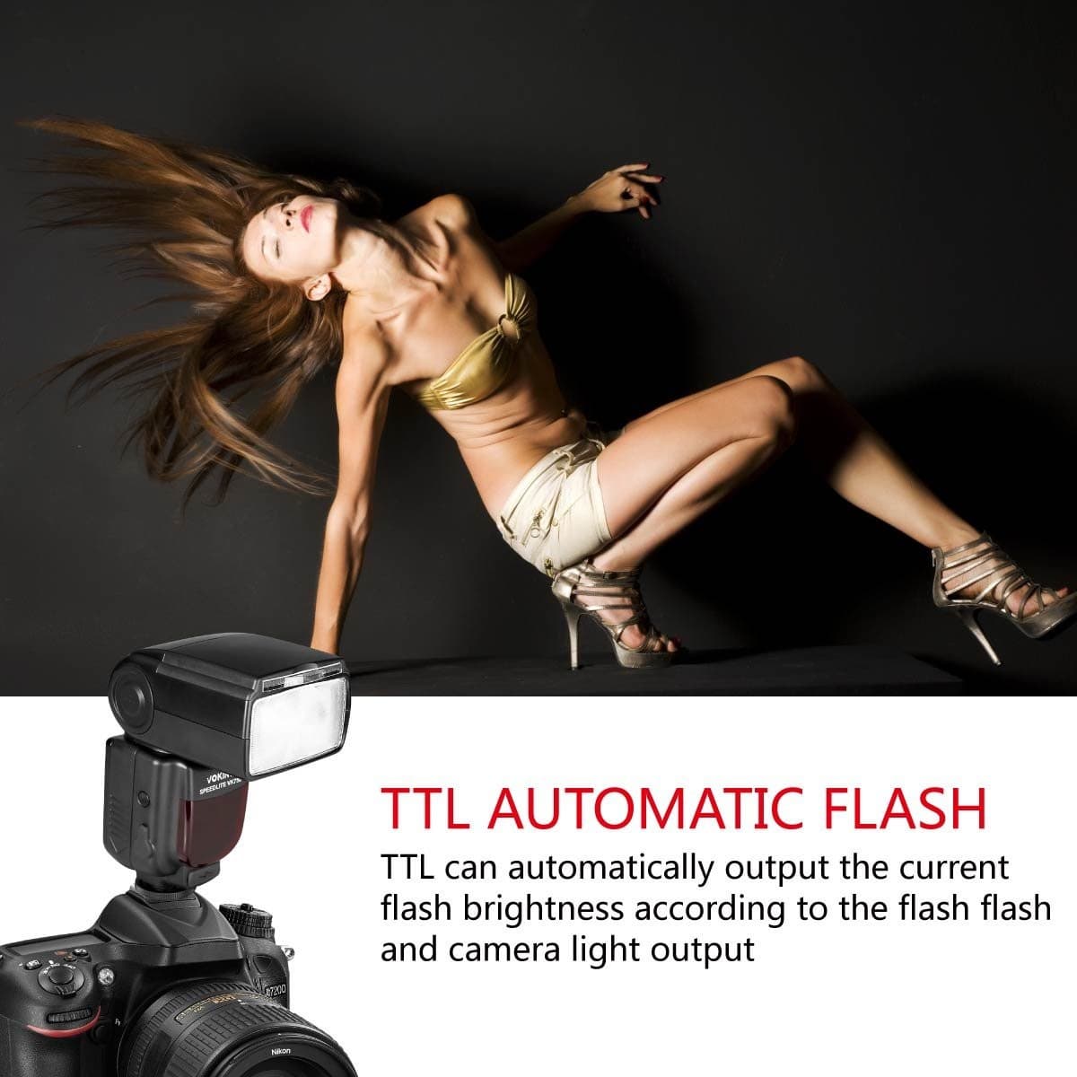 VK750III TTL Camera Speedlite Flash Compatible with Nikon and Other DSLR Cameras - Thumbnail 7