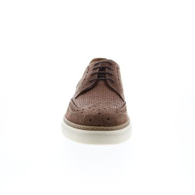 Bruno Magli Salento Raffia Mens Shoes Brown Oxfords Made in Italy Size 10.5 M - Thumbnail 7