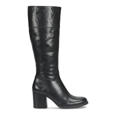 Born Women's Brandy Black Leather Block Heel Knee High Boot Size 8 M - Thumbnail 2