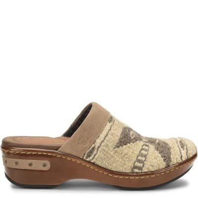 Womens 7 M Born Bandy Taupe Birch Blanket Wool Clogs Shoes Mules - Thumbnail 2