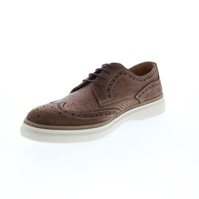Bruno Magli Salento Raffia Mens Shoes Brown Oxfords Made in Italy Size 10.5 M - Thumbnail 6
