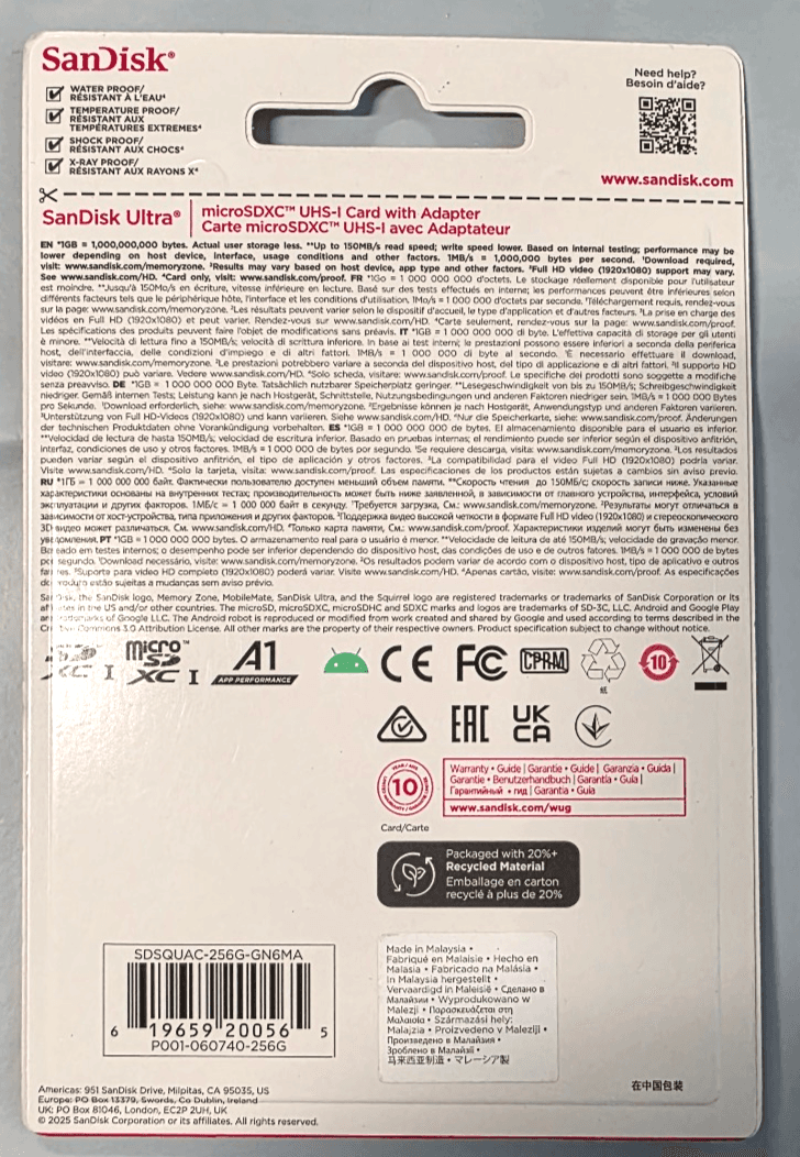 SanDisk micro SDXC 256 Ultra Memory Card UHS-I with Adapter Full HD 150MB/s A1 - Thumbnail 3