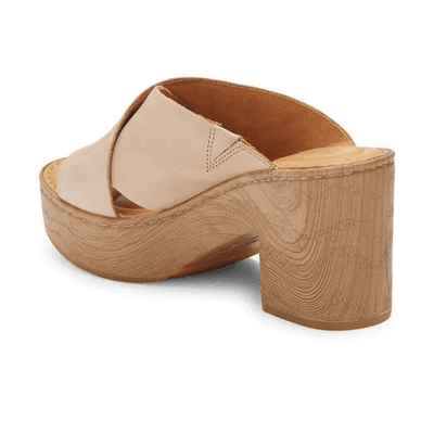 Born Women Size 8 M Pavia Natural Full Grain Leather Heeled Platform Sandals - Thumbnail 5