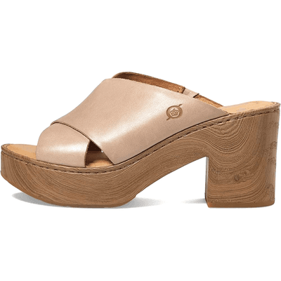 Born Women Size 8 M Pavia Natural Full Grain Leather Heeled Platform Sandals - Thumbnail 3