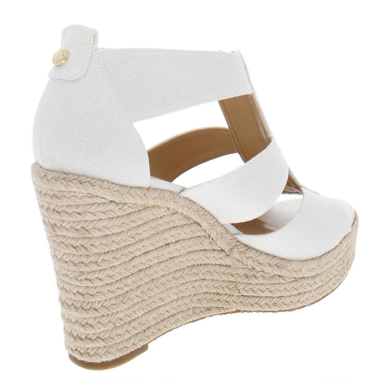MICHAEL KORS Bradley Linen Blend Small Canvas Wedge Sandal Women White Size 10 M - Thumbnail 5