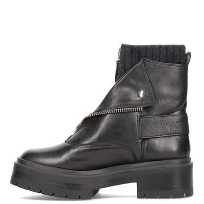 Sam Edelman Womens Linds Ankle Boots Lug Sole Center Zip Black Leather 9.5 M - Thumbnail 2