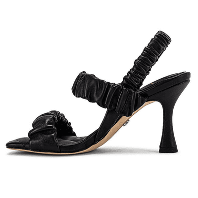 NEW Sam Edelman Marlena Black Ruched Leather Slingback Sandals Size 5 B - Thumbnail 4