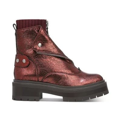 Sam Edelman Womens Linds Ankle Boots Lug Sole Center Zip Moto Leather 8 M - Thumbnail 2