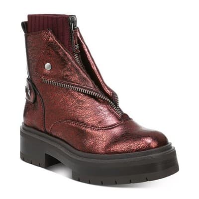 Sam Edelman Womens Linds Ankle Boots Lug Sole Center Zip Moto Leather 8 M - Thumbnail 3