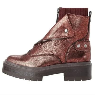 Sam Edelman Womens Linds Ankle Boots Lug Sole Center Zip Moto Leather 8 M - Thumbnail 5