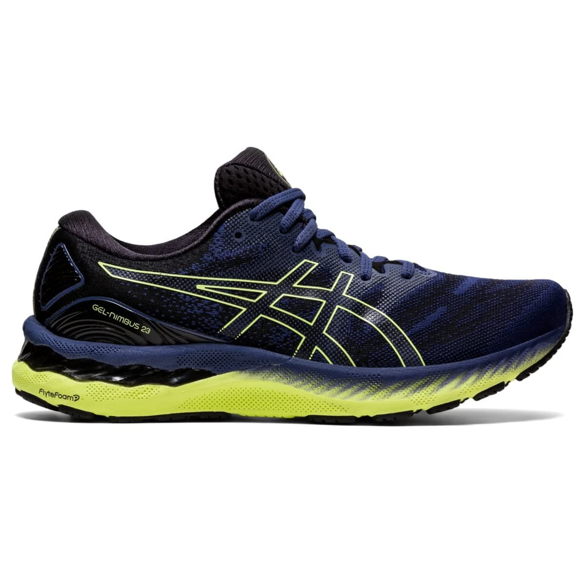 ASICS Men Gel Nimbus 23 Running Shoes Thunder Blue/Glow Yellow 7 B - Thumbnail 2
