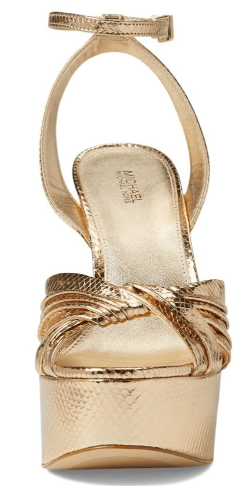 Michael Kors Selena Women Platform Sandal Pale Gold High Heels Pumps Size 8.5 M - Thumbnail 4