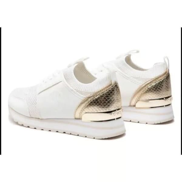 Michael Kors Dash Knit Trainer Sneakers Metallic Stretch Knit Pale Gold Size 9.5 - Thumbnail 4