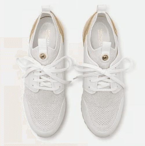Michael Kors Dash Knit Trainer Sneakers Metallic Stretch Knit Pale Gold Size 9.5 - Thumbnail 6