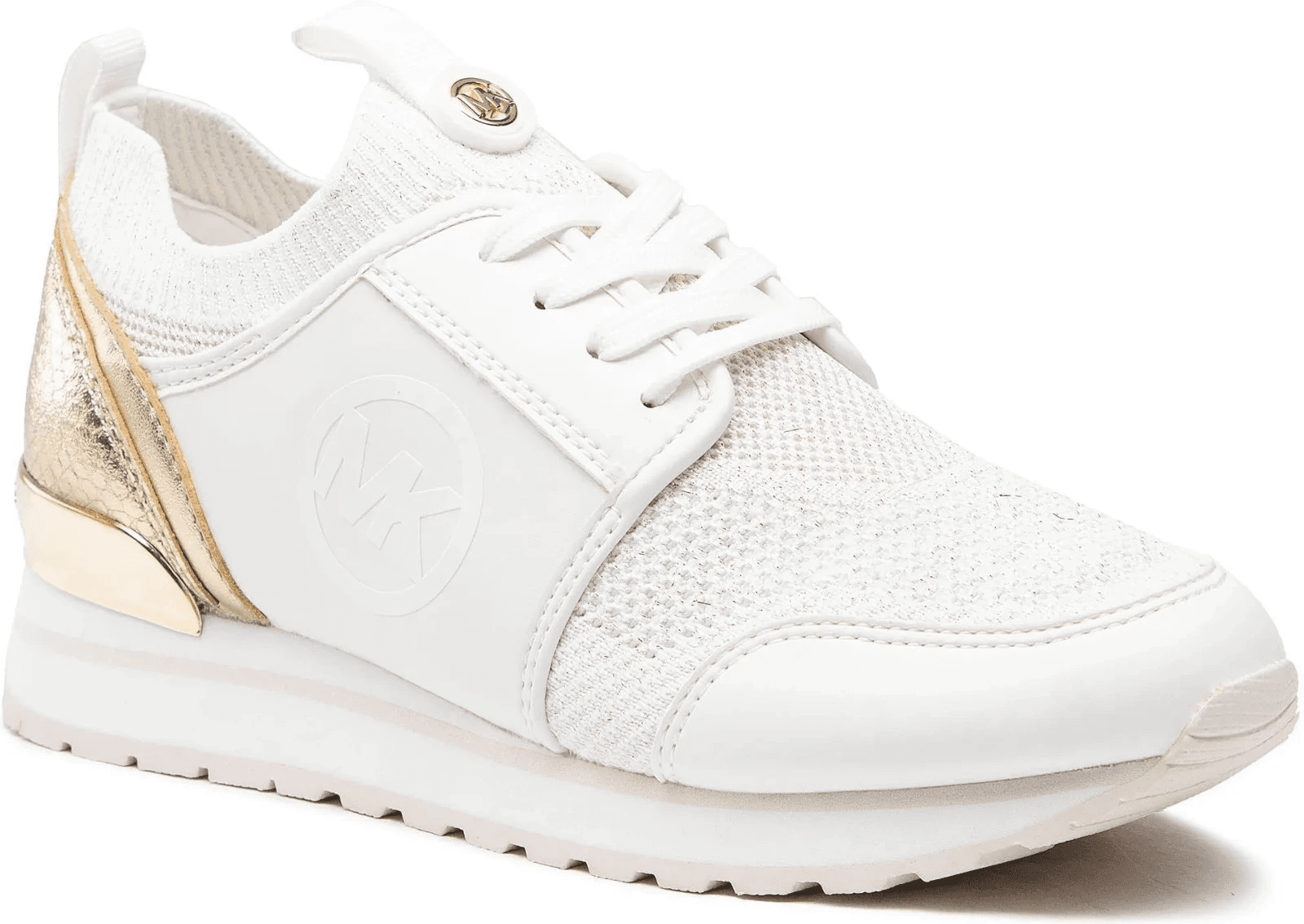 Michael Kors Dash Knit Trainer Sneakers Metallic Stretch Knit Pale Gold Size 9.5 - Thumbnail 3