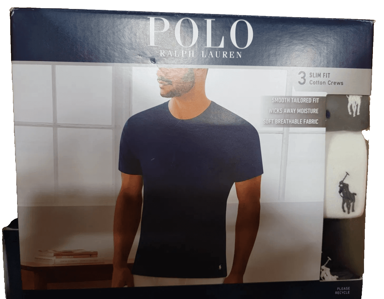 Polo Ralph Lauren Men's Slim Fit W/ Wicking 3-Pack Crew Cotton Undershirts XL - Thumbnail 5