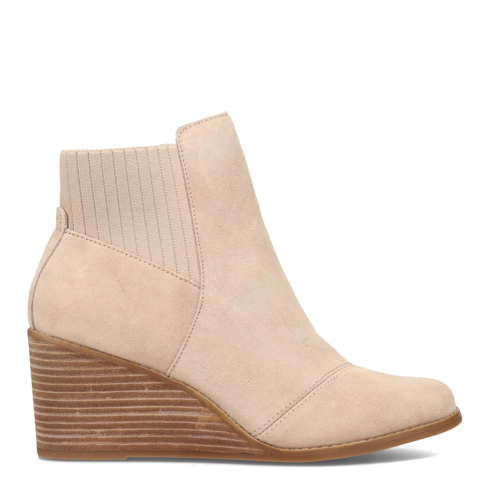 TOMS Women's Sadie Ankle Wedge Suede Booties Sand Suede Size 11 NEW - Thumbnail 2