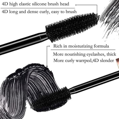 3PK 4D Pure Silk Fiber Lash Mascara – Ultra Black Volume & Length Thick Lashes - Thumbnail 2