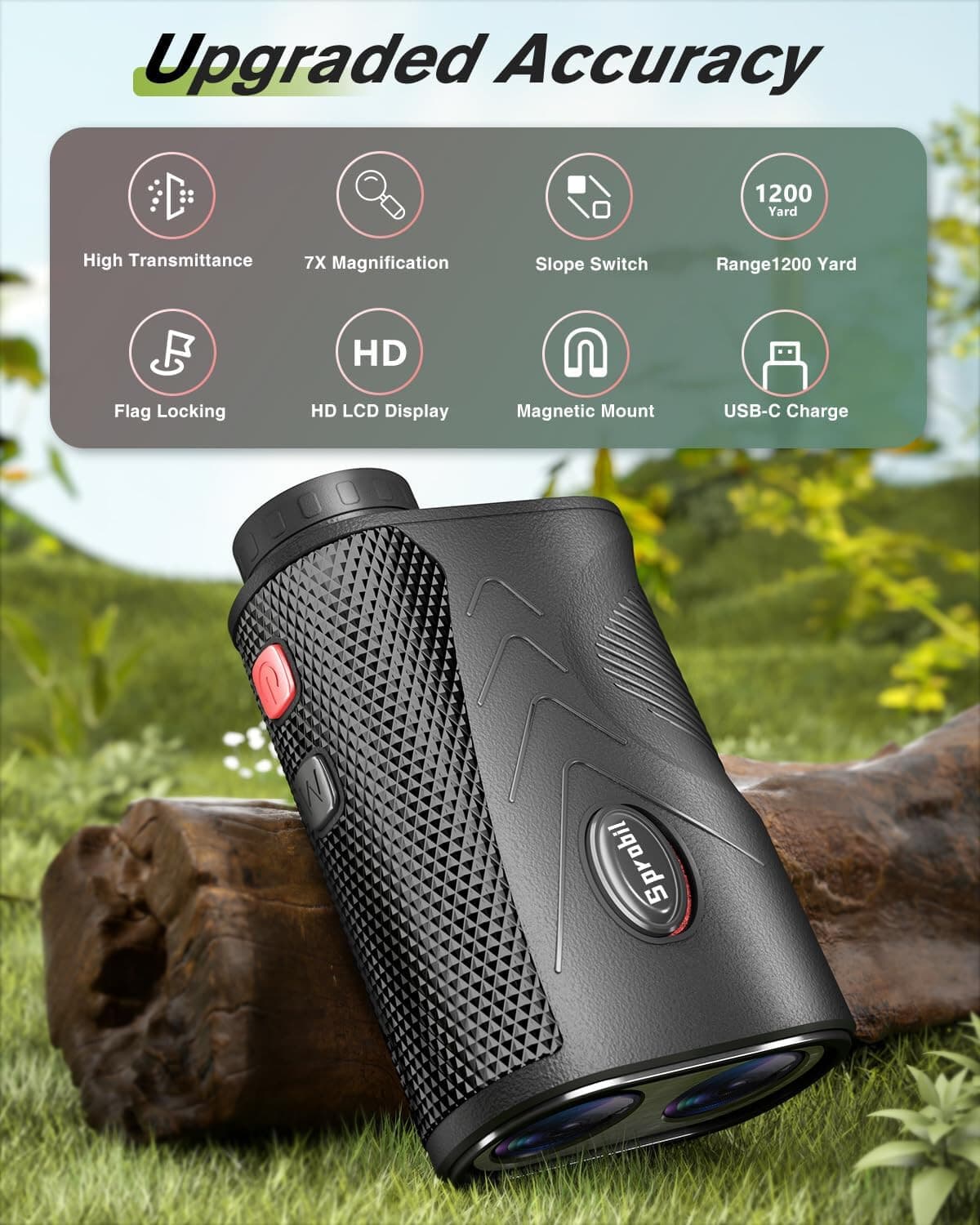 Golf Laser Rangefinder 1000 Yard 7X Laser Range Finder Slope Adjust Rechargeable - Thumbnail 4