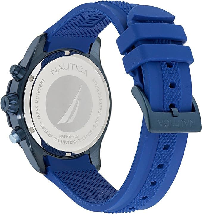 Nautica Chrono Blue Silicone Strap Watch 46mm Stainless steel NAPNSF305 NST - Thumbnail 2