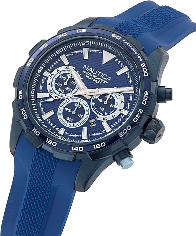 Nautica Chrono Blue Silicone Strap Watch 46mm Stainless steel NAPNSF305 NST - Thumbnail 3