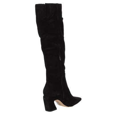 Sam Edelman Sulema Black Block Heel Pointed Toe Suede Knee High Boots 8.5 M - Thumbnail 2