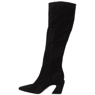 Sam Edelman Sulema Black Block Heel Pointed Toe Suede Knee High Boots 8.5 M - Thumbnail 4
