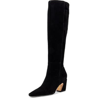 Sam Edelman Sulema Black Block Heel Pointed Toe Suede Knee High Boots 8.5 M - Thumbnail 3