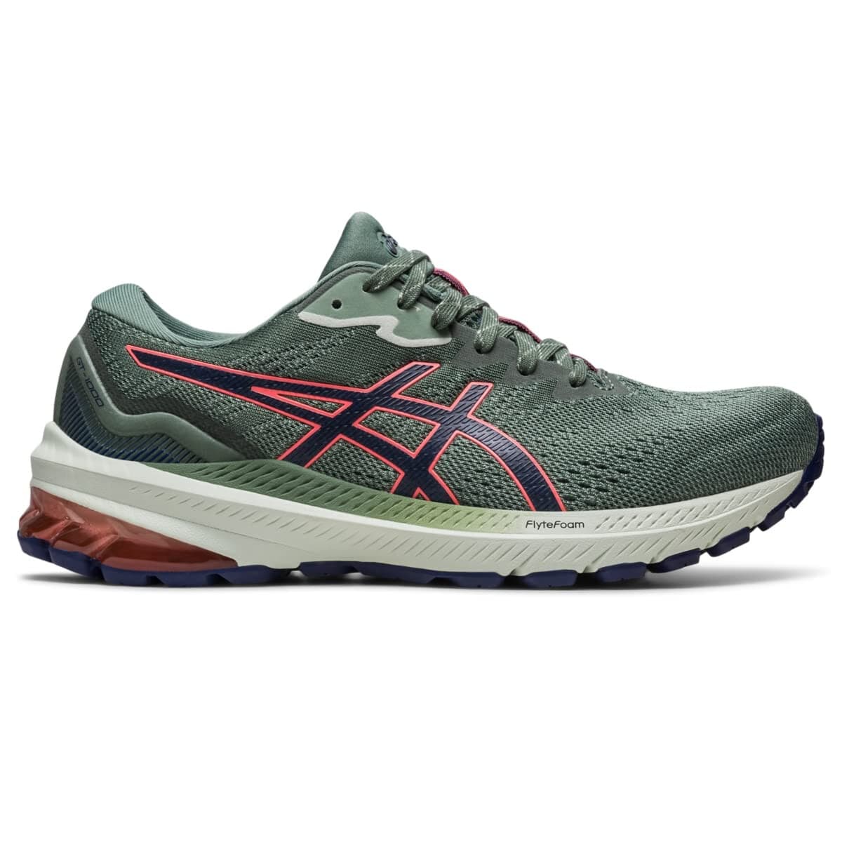 ASICS Women's GT-1000 11 Trail Running Shoes in Nature Bathing/Papaya size 9 B - Thumbnail 2