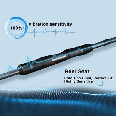 Spinning Fishing Rod Fuji Reel Seat Carbon Fiber Pole Sensitive Action 6.6 - Thumbnail 2