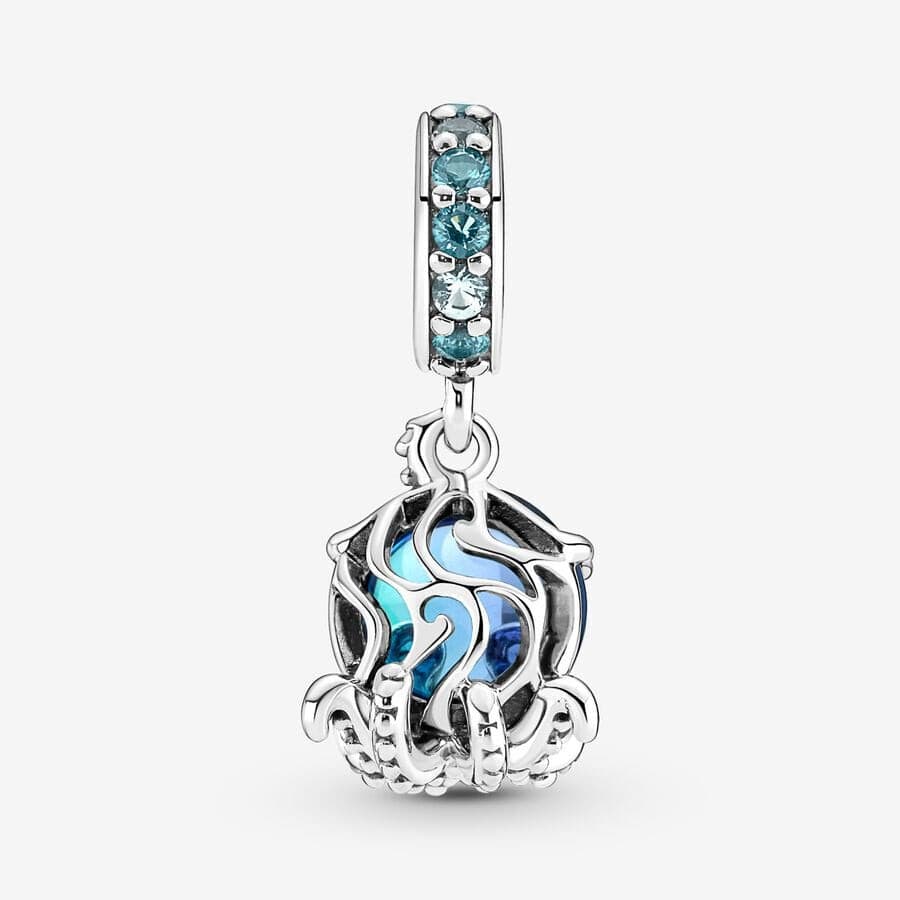 Authentic Pandora #791694C01 Murano Glass Cute Octopus Dangle Charm - Thumbnail 2