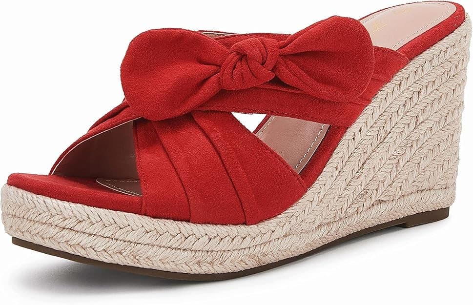 Fashare Womens Espadrilles Slip on Wedge Sandals Bow Tie Platform Size 8.5 M - Image 1