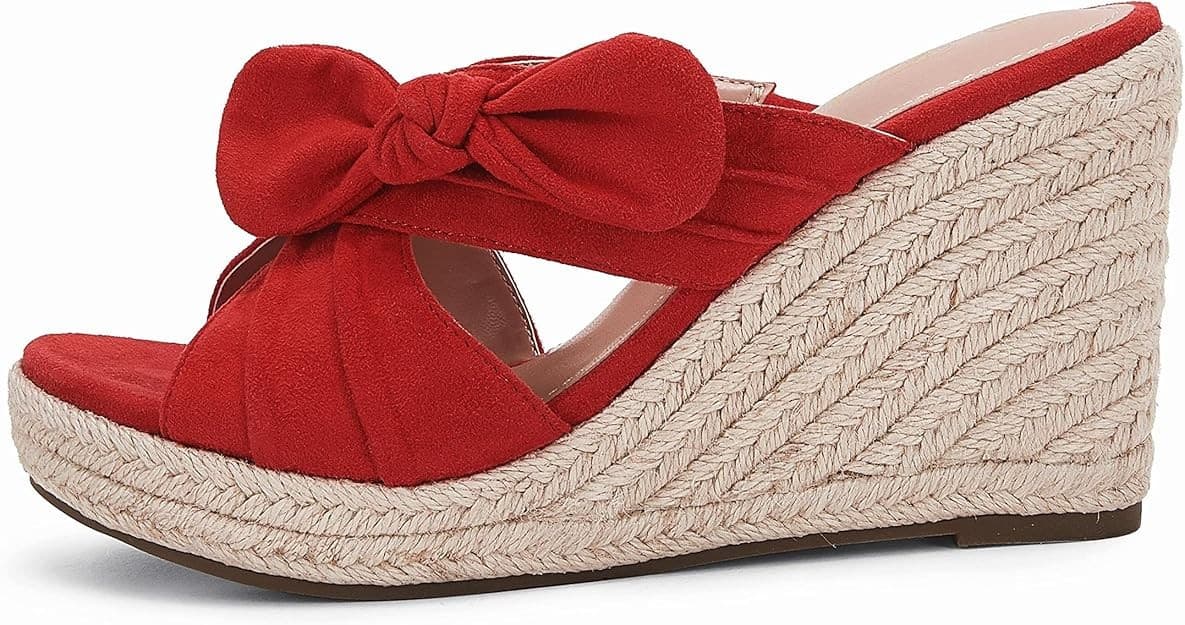 Fashare Womens Espadrilles Slip on Wedge Sandals Bow Tie Platform Size 8.5 M - Thumbnail 2