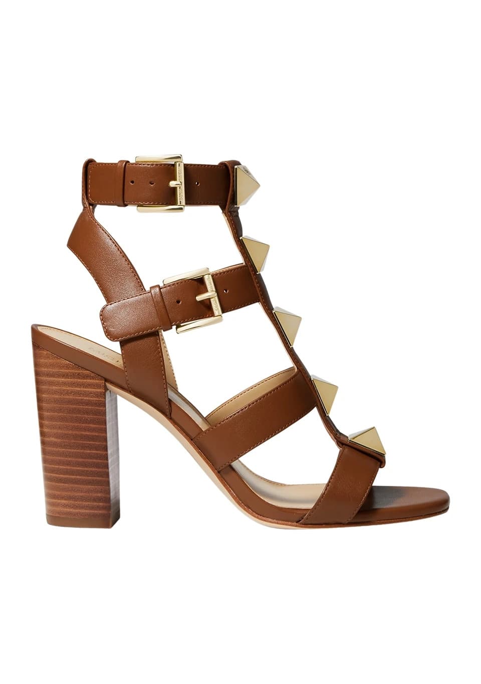 Michael Kors Wren Studded Leather Pyramid Block-heel Gladiator Sandals Sz 5.5 - Thumbnail 4