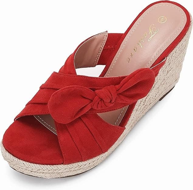 Fashare Womens Espadrilles Slip on Wedge Sandals Bow Tie Platform Size 8.5 M - Thumbnail 3