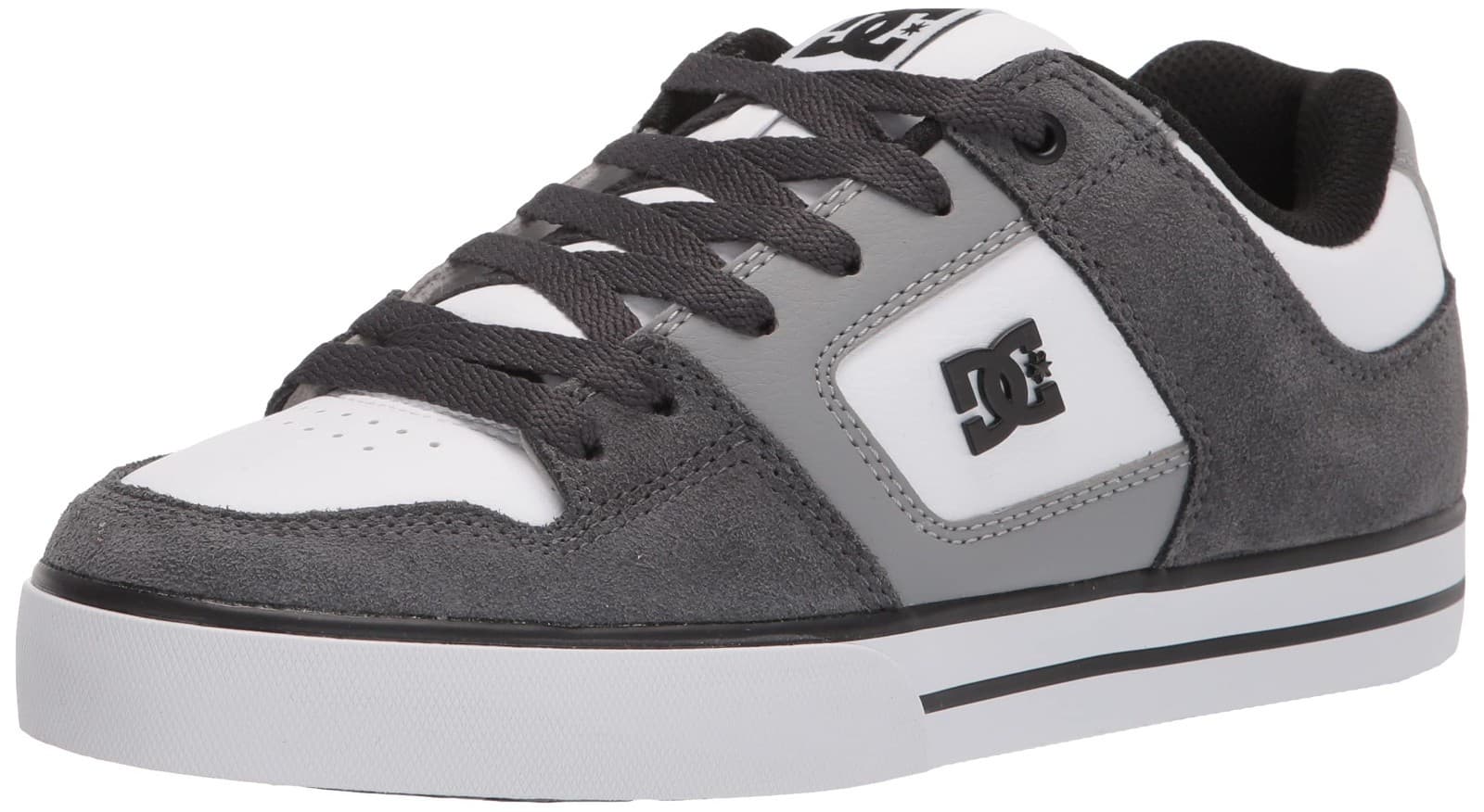 DC Men's Pure Casual Low Top Skate Shoe, Grey/Grey/White, 12.5 M - Thumbnail 3