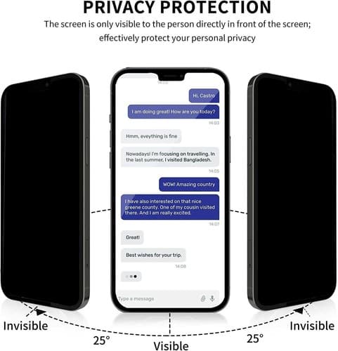 3-PK iPhone 13 12 11 Pro Max XR Privacy Anti-Spy Tempered GLASS Screen Protector - Thumbnail 3
