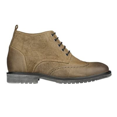 Men's Elevator Shoes Invisible Height Increas 3" Taller Wing-tip Khaki Suede 9M - Thumbnail 2