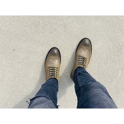 Men's Elevator Shoes Invisible Height Increas 3" Taller Wing-tip Khaki Suede 9M - Thumbnail 6