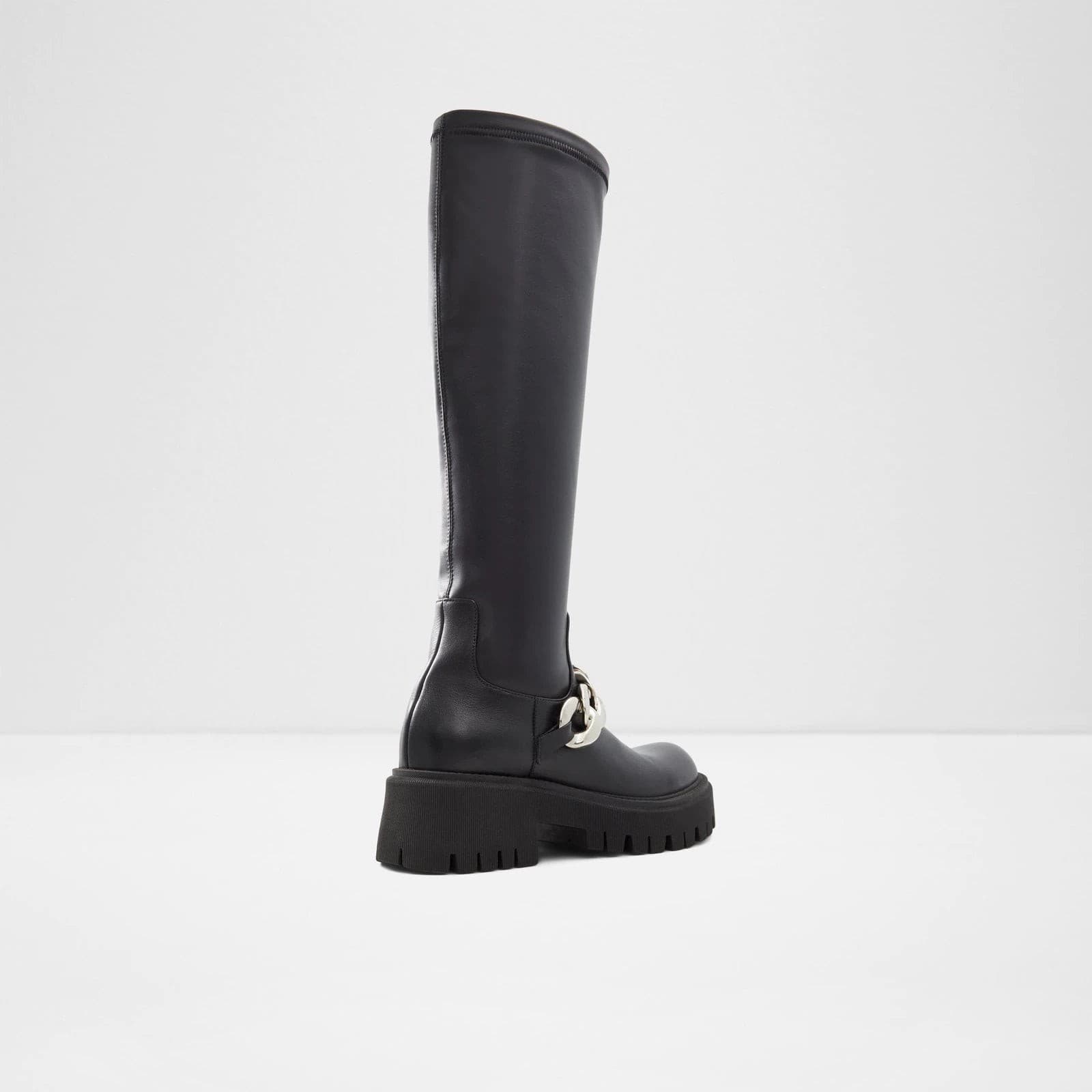 ALdo Histride Women's Black Faux Leather Black Tall High Knee Boots 8.5 B - Thumbnail 3