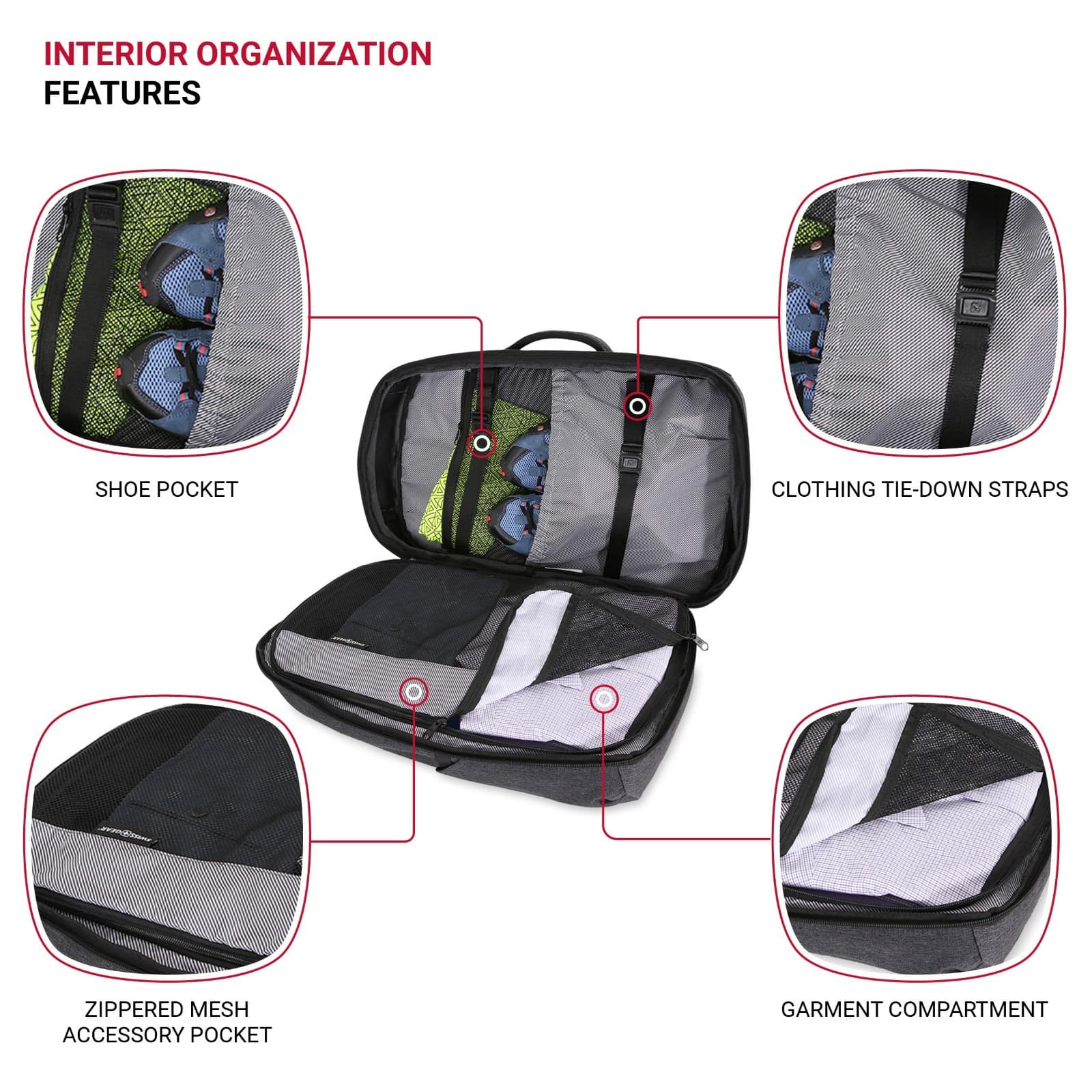 SwissGear Hybrid Travel Laptop Backpack 22 in - Heather Gray - Thumbnail 4