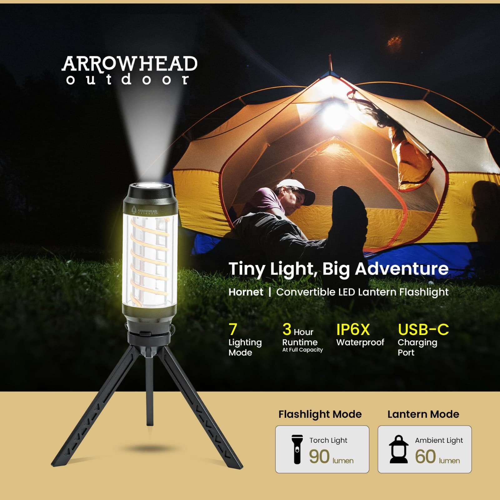 ARROWHEAD OUTDOOR Hornet 90-Lumen 3.5-In 7-Lighting-Modes Rechargeable LED - Thumbnail 3