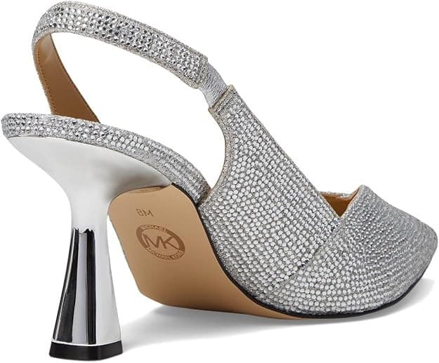 Michael Kors Women's Chelsea Sling Heels Glitter Chain Mesh/stain Size 8.5 M - Thumbnail 4