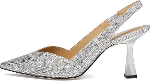 Michael Kors Women's Chelsea Sling Heels Glitter Chain Mesh/stain Size 8.5 M - Thumbnail 2