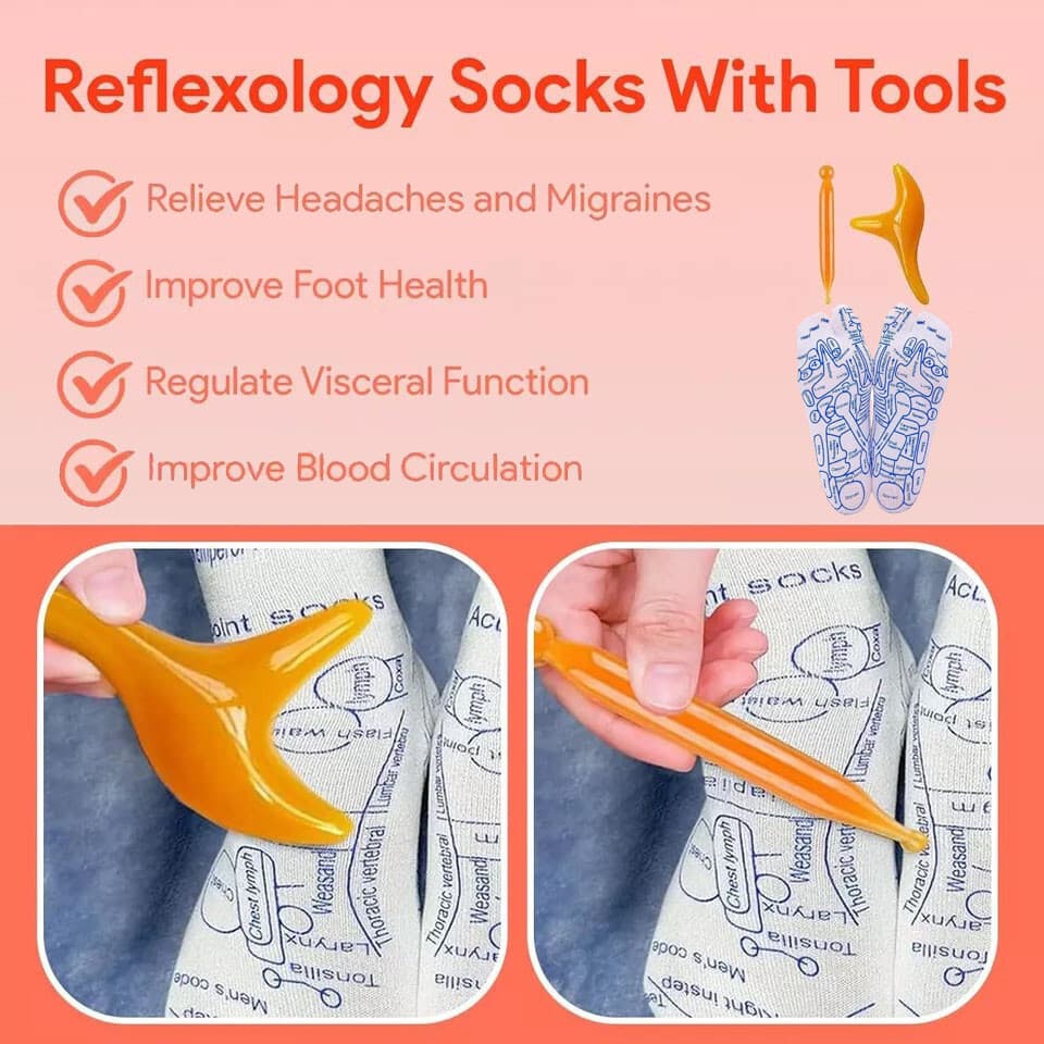 Acupressure Reflexology Socks With Trigger Point Massage Tool Foot Massage Sock - Thumbnail 5
