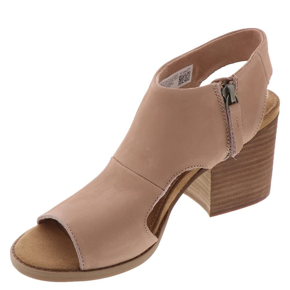 TOMS Eliana Block Heel Sandals Buck Brown Leather Elegant Heels Women's 11 M - Thumbnail 2