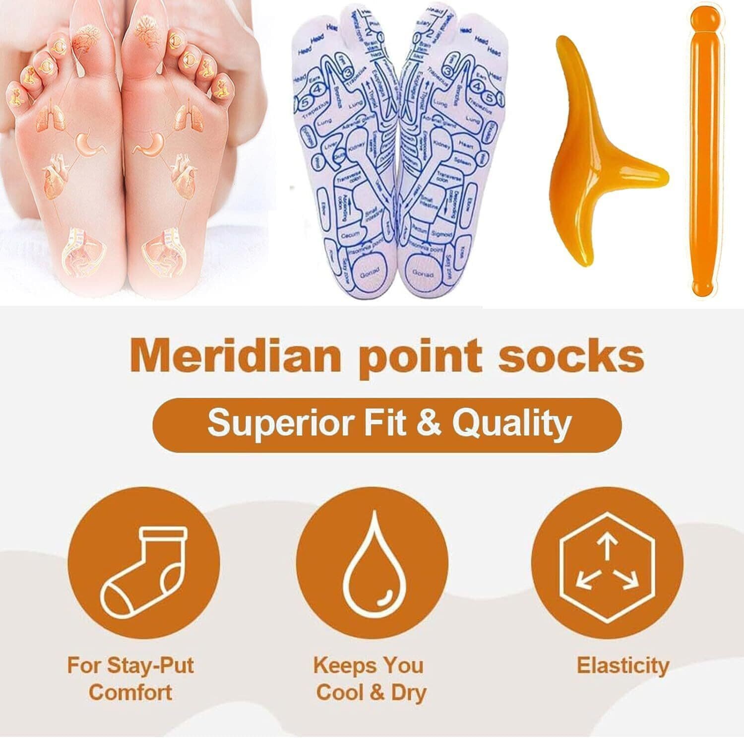 Acupressure Reflexology Socks With Trigger Point Massage Tool Foot Massage Sock - Thumbnail 6